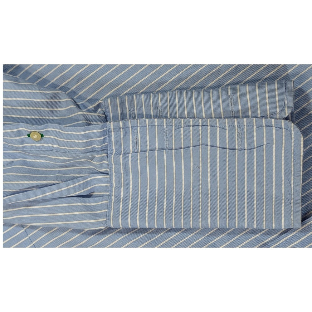 Tommy Hilfiger Mens XL Blue White Striped French Cuff Dress Shirt 17.5 34-35 - Picture 2 of 8